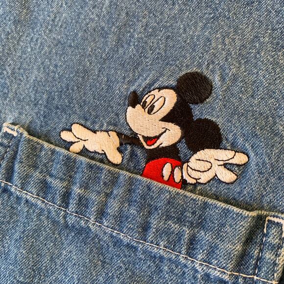 Vintage Mickey Goofy Unlimited Disney Denim Jean Overall Jumper Dress Large - Picture 4 of 9